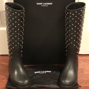 NIB Saint Laurent studded rain boots